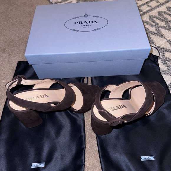 Prada brown suede platforms, size 38/8 US - Picture 2 of 10